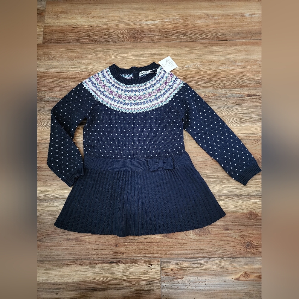 Kylie & Kyle Girl's Sweater Dress 6Y Navy Blue Fair Isle NEW